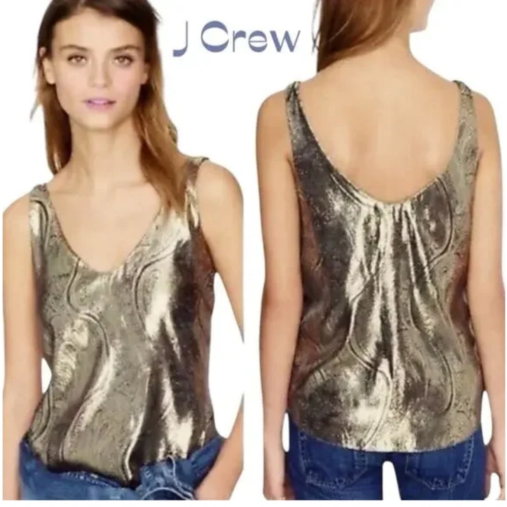 J.Crew Gold Paisley Tank Top